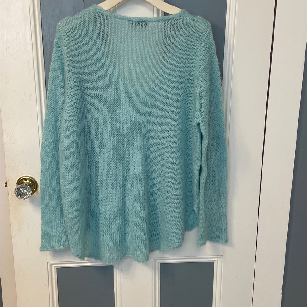 Wooden Ships by Paola Buendia Aqua Blue V-Neck Sweater - Picture 2 of 4